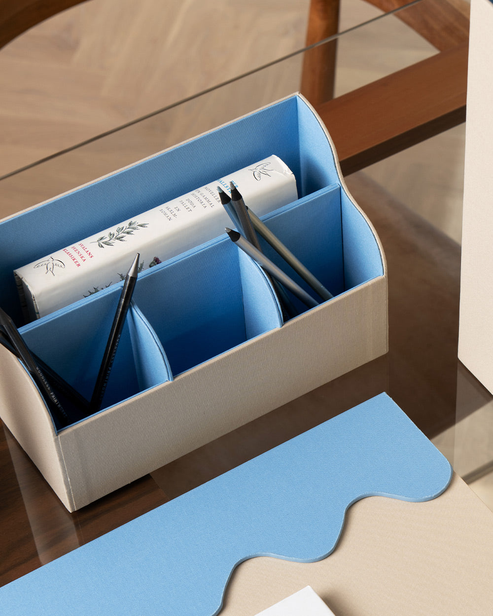 Desktop Organizer, Beige/Blue