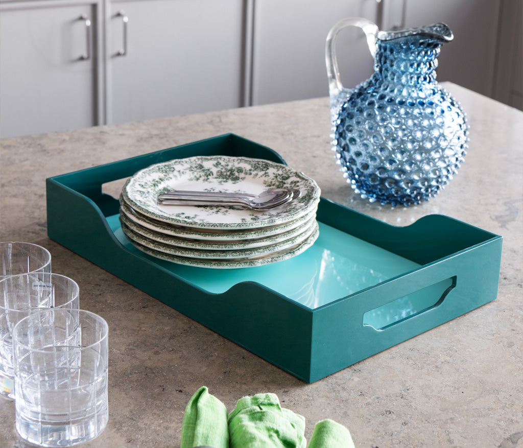 Lacquered Tray - Green L